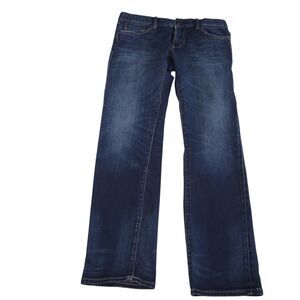 Uniqlo Red Line Selvedge Men's Slim Straight Low Rise Denim Blue Jeans 35Wx31L